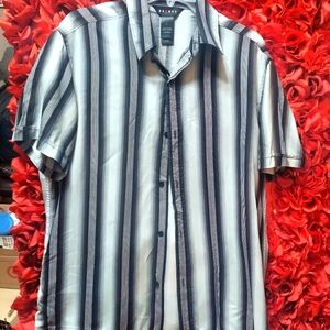 Axcess Men's Dress Shirt Size Medium Vertical Stripes Black/ Grey